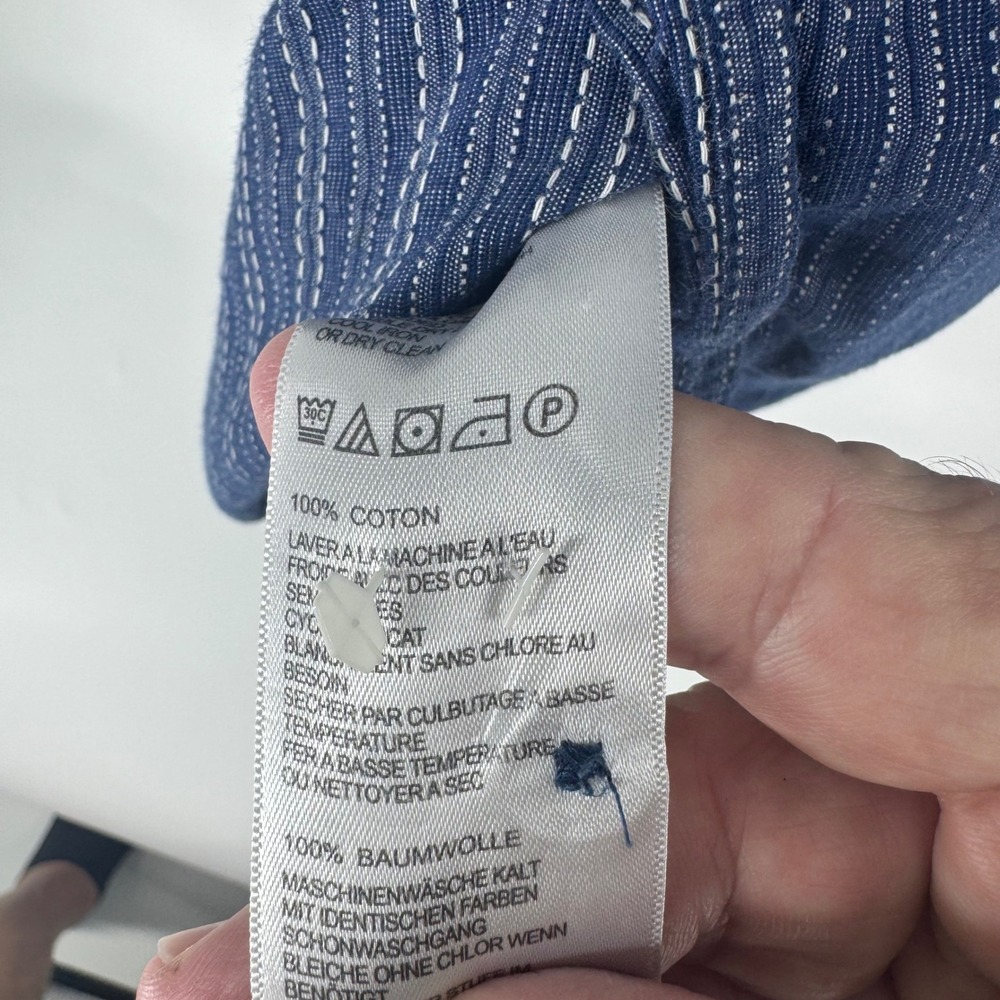 Tommy Bahama Mens Blue White Striped Dobby Cotton Long Sleeve Button Down  M - Picture 7 of 10